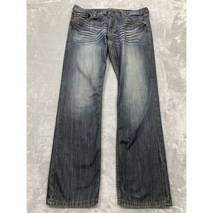 Pepe Jeans Mens 40x34 Blue/Gray Straight Leg Dark Wash Denim Pockets Logo Casual